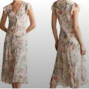 Polo Ralph Lauren Arina Flutter-Sleeve Floral Midi Dress ~ NWT